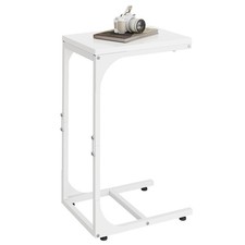 C Shaped End Table Small Sofa Side Table Metal Frame TV Tray White Living Roo...