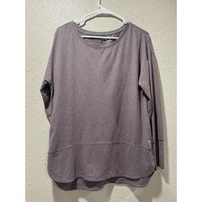 Apana Womens Heathered Mauve Long Sleeve Mesh Back Activewear Top Size Medium
