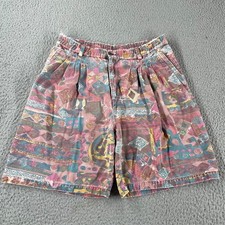 Vintage 90s High Rise Wasted Mom Jeans Shorts Women's 30" Multicolor Abstract