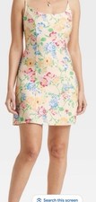 A New Day Women's Mini Woven Tank Dress Yellow Floral 12