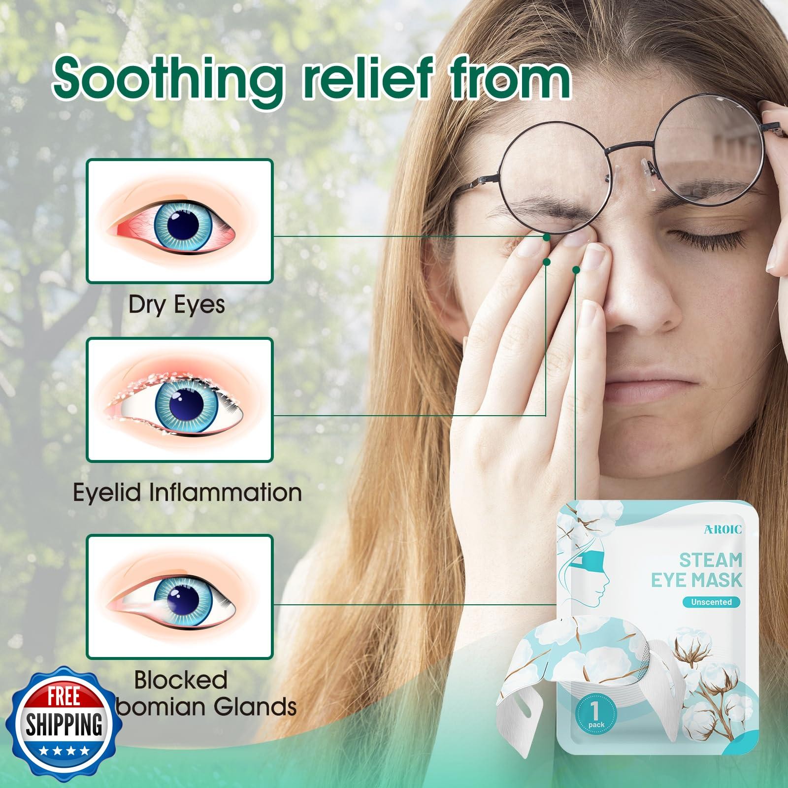 AROIC 60 Pack Steam Eye Masks Disposable for Dry Eyes, Heated Eye