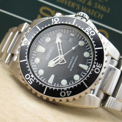 時計 SEIKO SKA371P1 SEIKO Kinetic Diver SKA371P1 200m Black Dial 42mm SS Quartz Auto