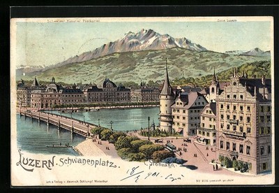 Künstler-AK C. Steinmann Nr. 2098: Luzern, Schwanenplatz 1901 