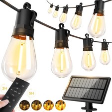 50FT Solar String Lights Outdoor Waterproof LED Patio Garden S14 Remote USB IP65