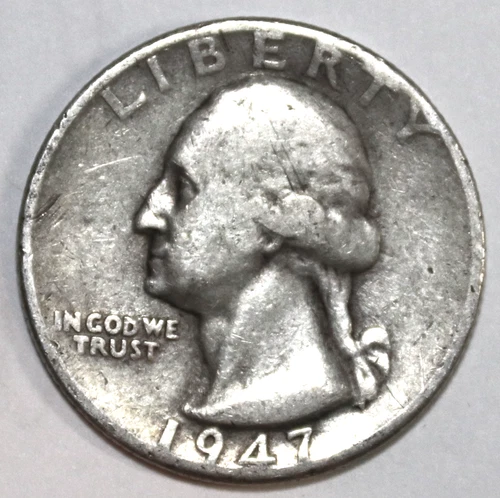 1947-D Washington Silver Quarter - Fine - Details - #2062EA