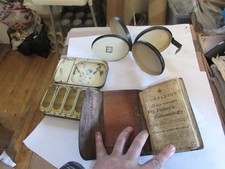 3 vintage black japanned fly cast case box leather wallet alfred entemology