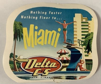 Vntg Delta - C&S Air Lines Miami Florida Luggage Label Airlines Chicago Southern