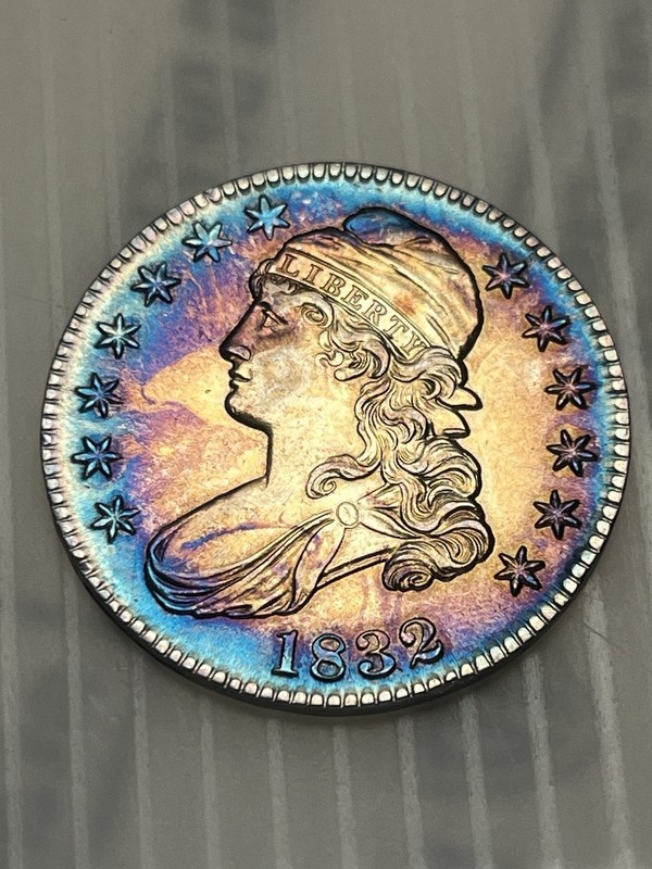 1832 Capped Bust Half Dollar . Unc. *TONED*