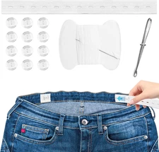 Adjustable Waist Tightener Set with Buttons, Needles, and Thread for Pants
