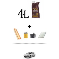 Hoffcar Set Service 4 Filter Und 4L ÖL FüR Peugeot 307 1.6 HDI 66Kw Von