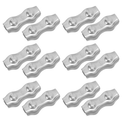  12 Pcs Industrial Wire Rope Cable Clamps Metal Double-ended Tension
