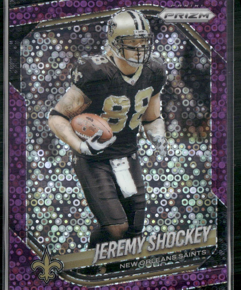 2025 Panini Prizm #200 Jeremy Shockey No Huddle Purple #/75