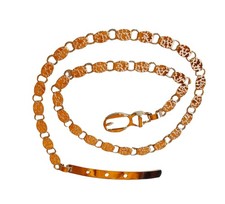Vintage Gold Tone Metal Link Up to 31" Long Belt -Textured Links, animal print