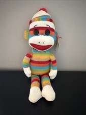 TY Beanie Baby - SOCKS the Sock Monkey Rainbow stripes 9” Tags On