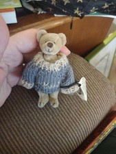 Ganz cottage collectibles miniatures bear ROSS new 3  tan Blue Sweater