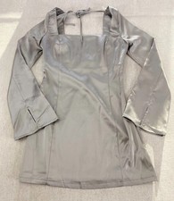 Wild Fable Mini Dress Women XS Gray Square Neck Long Sleeve Cuffs Pullover