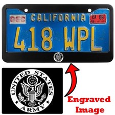 Engraved Black License Plate Frame - U.s. Army 3