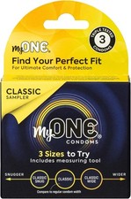 My ONE Classic Sampler Latex Condoms, Three Sizes + Silver Pocket Case, 3 Count