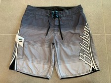 Vintage Billabong Board Shorts Mens 38 Grey-White Striped 12" Inseam Y2K Spellou