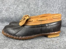 Cabelas Duck Shoes Womens Size 9 Brown Rubber Leather Bean Boot Moc Slip On
