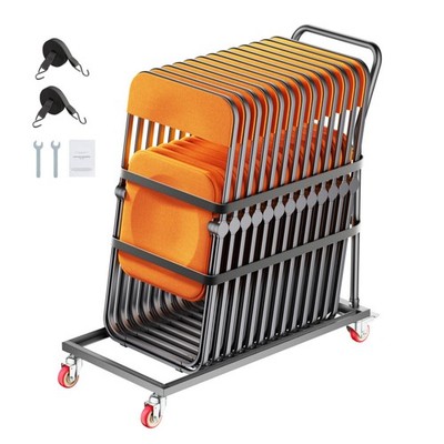 Folding Chair Rack Cart for 25 Chairs 300lb Capacity L-Shape Vertical Stand