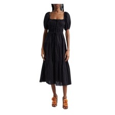 Ulla Johnson Palma tiered eyelet midi dress black size 4