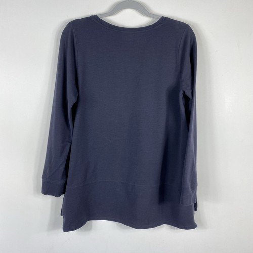 J. Jill Pure Size Medium Long Sleeve Top Gray Pima Cotton Blend - Picture 2 of 5