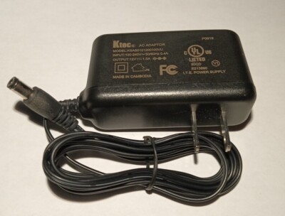 KTEC 12V 1.0A AC Adaptor Split 1.2 Connection Model: KSAS0121200100VU (Tested)