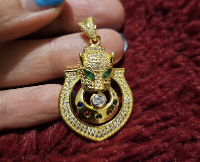 Stunning Large Turkish Design Gold Plated Leopard & Multicolour CZ Pendant