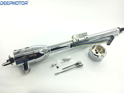 32'' Floor Shift Tilt Steering Column with Ignition Keys & Steering Wheel Adapter