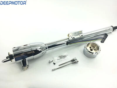 32" Floor Shift Tilt Steering Column with Ignition Keys & Steering Wheel Adapter - Imagen 1 de 4