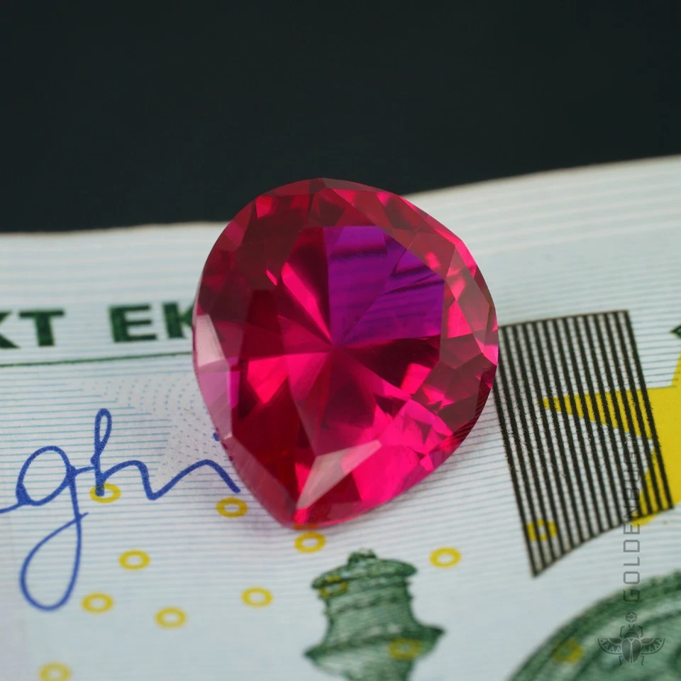 Ruby Pear Cut Genuine Loose Gemstone Lovely Faceted Red Corundum Synthetic Stone - Image 4 of 4