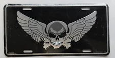 Skull and wings decorative vanity front license plate cover car plate new
