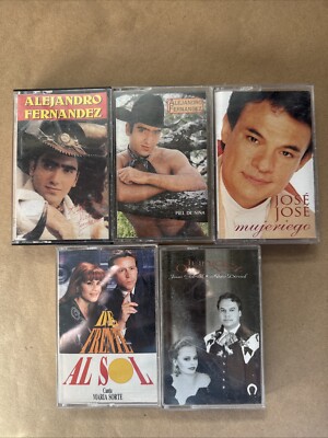 Lot of 5  LATIN MUSIC CASSETTES Alejandro FERNANDEZ, JOSE JOSE,Juan Gabriel