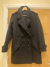 Isabel Marant Karly Double Breasted Pea Coat In Black Wool Runway Size 40