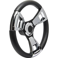 SeaStar SW60105P Armada Steering Wheel 3 Spoke Chrome Inserts 13.5" Teleflex Mar