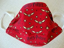 FACEMASK - ADULT - "HARRY POTTER - OWLS ON RED" - NEW - REVERSIBLE - HOMEMADE