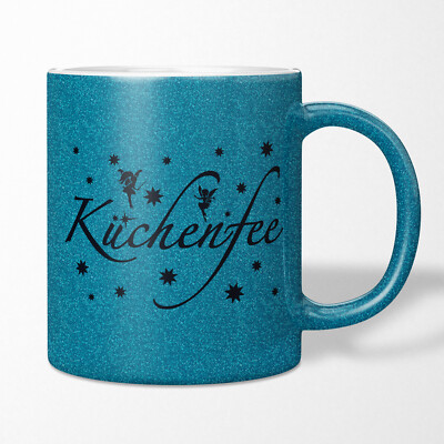 JUNIWORDS Glitzer Tasse  ''Küchenfee'' Fee zaubern Kochen Koch Köchin lecker