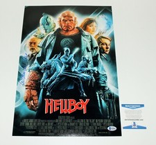 DIRECTOR GUILLERMO DEL TORO SIGNED HELLBOY 12x18 MOVIE POSTER BECKETT COA A
