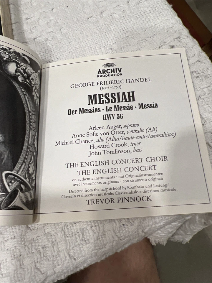 HANDEL Messiah Auger von Otter Chance Crook Tomlinson Pinnock 2-cassette box set Foto 4 de 4