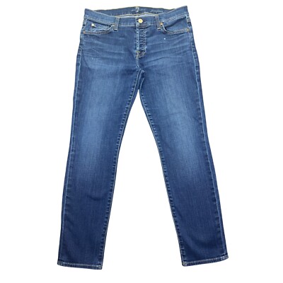 7 For All Mankind Josefina Skinny Boyfriend Jeans Dark Wash Sz 28 Fits 31''
