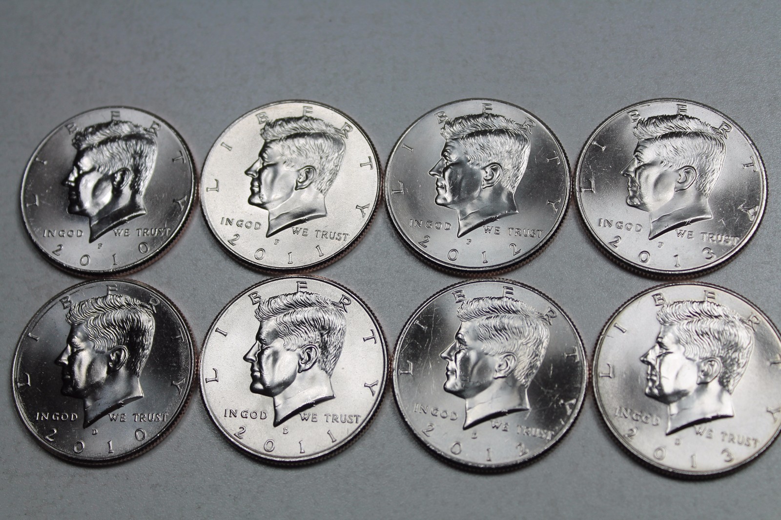 2010 2011 2012 2013 P D Uncirculated Kennedy Half Dollar Mint Roll Set ...