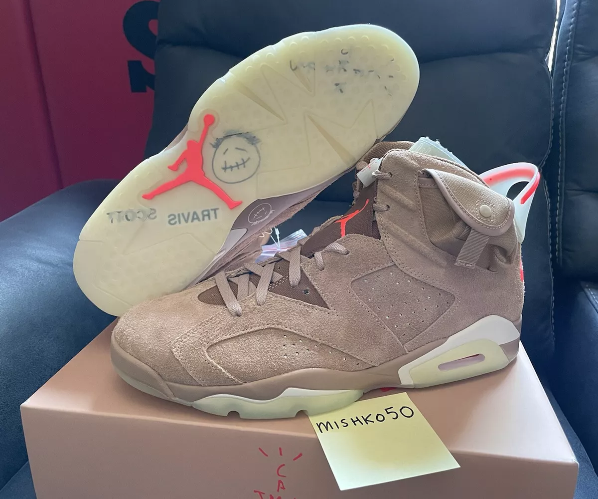Air Jordan Retro 6 Travis Scott Cactus Jack British Khaki Desert OG Glow Green