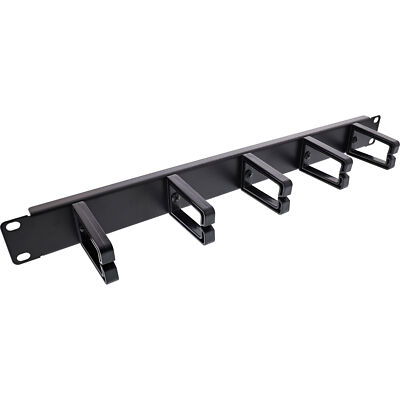 InLine  19 zoll Kabelführungspanel, 5 Kunststoffbügel, RAL 9005, schwarz