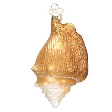 Old World Christmas Glass Blown Ornament, Seashell With OWC Gift Box 