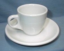 BUFFALO POTTERY SMALL CUP & HOMER LAUGHLIN SAUCER NO PROBS OLD MAINE BARN FIND