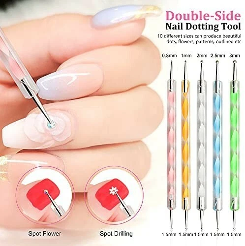 Nail Design Kit for Acrylic Nails Decoration with Nail Art Brushes, Dotting  Tool