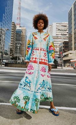 Farm Rio Tie Dye Rainbow Patchwork Maxi Dress