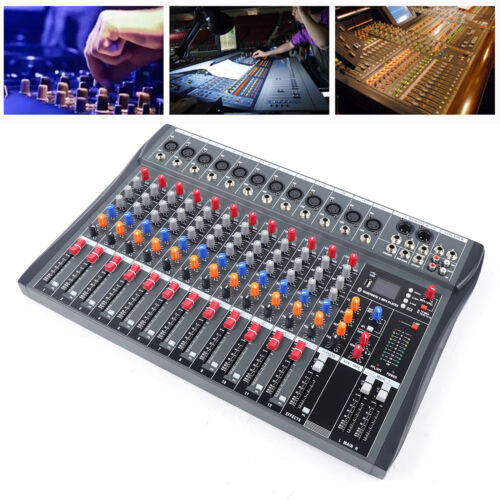 12 Channel USB Bluetooth Live Studio Audio Mixer Power Mixing Console Board US - Afbeelding 1 van 15