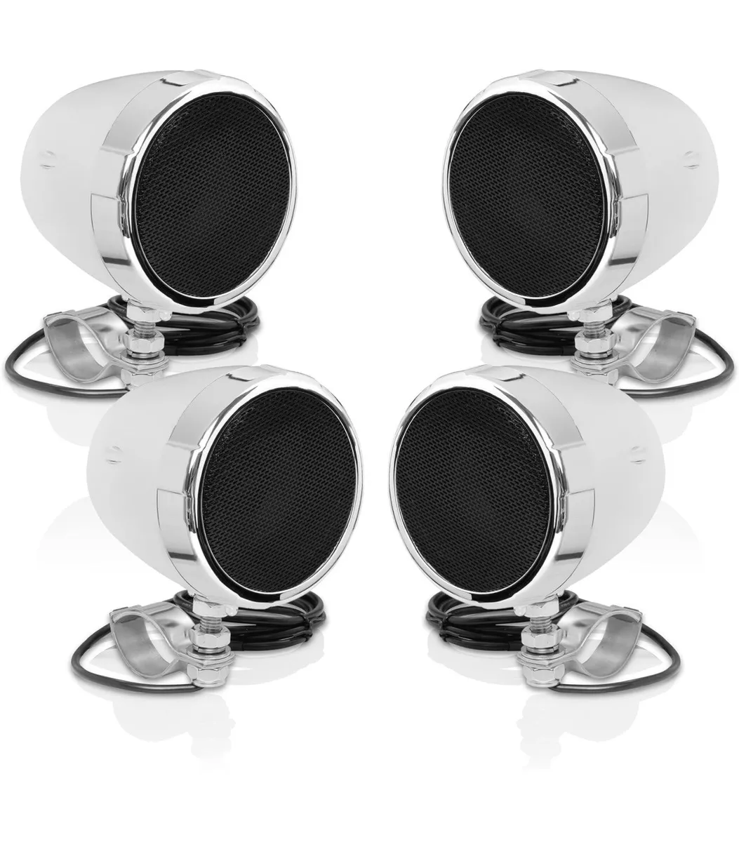Boss Audio Systems MC470B 4 3 Weather Rated Chrome Motorcycle Speakers New